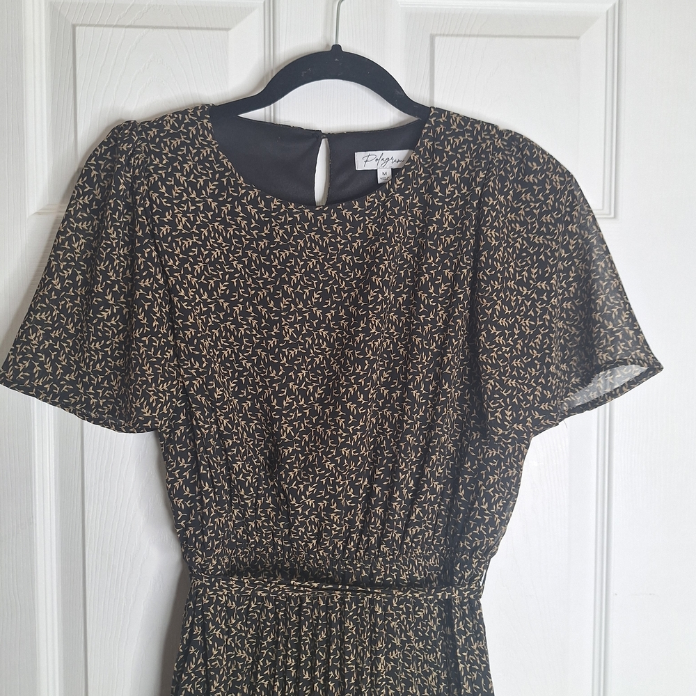 Polagram Maternity Black Floral Midi Dress Size Medium - Picture 4 of 9